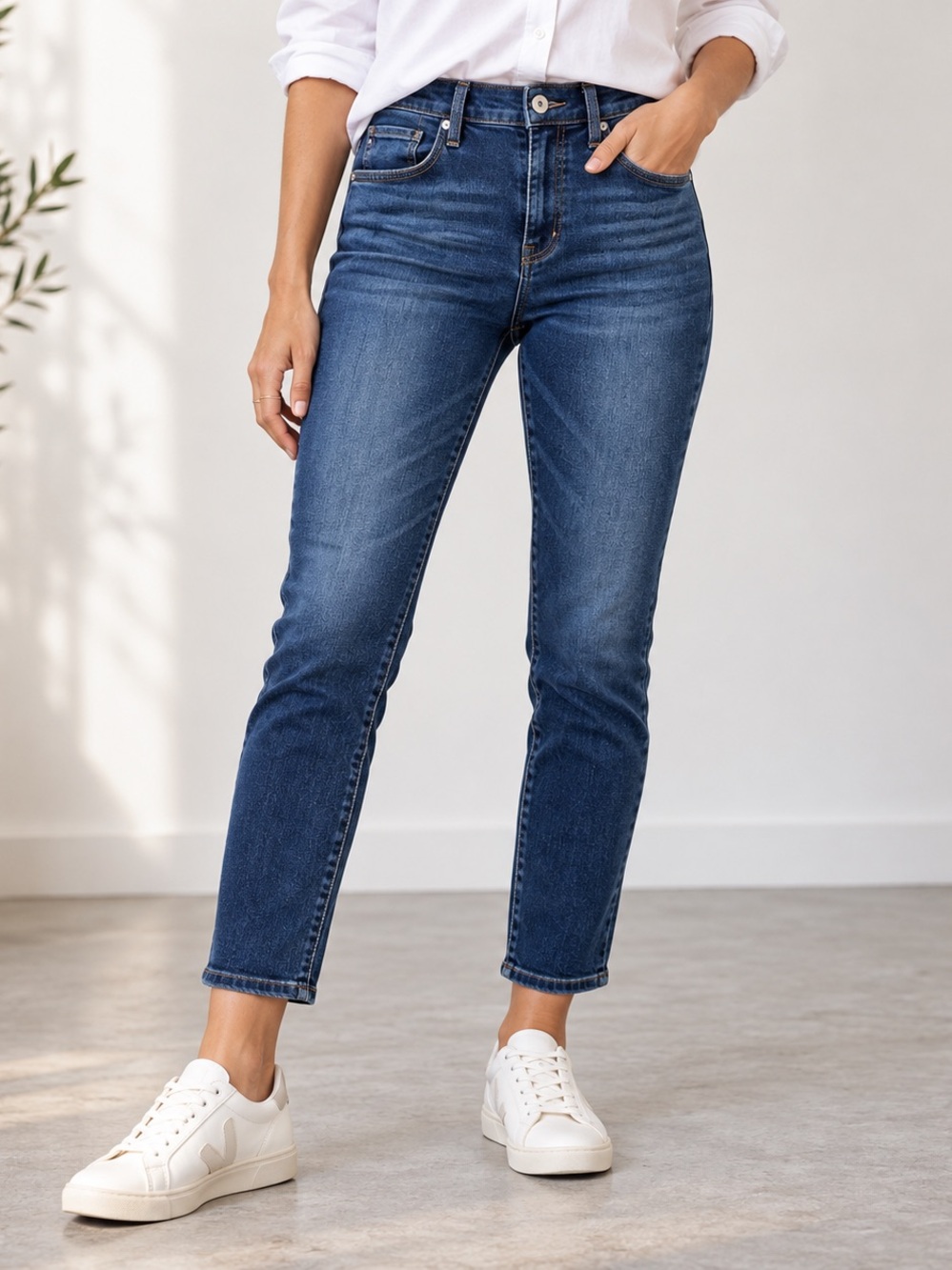 AG Anthropologie High Rise Stevie Slim Straight Ankle Jeans